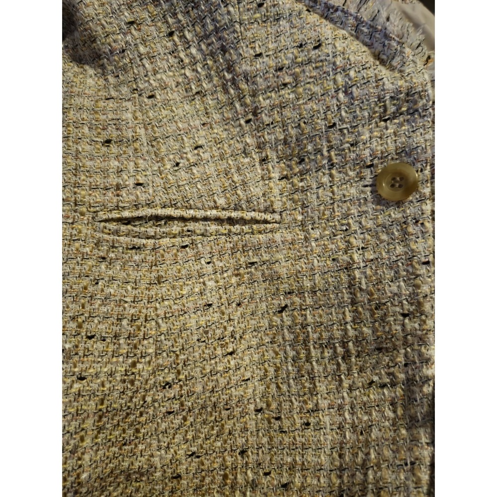 Women's‎ Ann Taylor Blazer One Button Lined Jacket With Frayed Hem Beige Size 2P - Picture 10 of 10